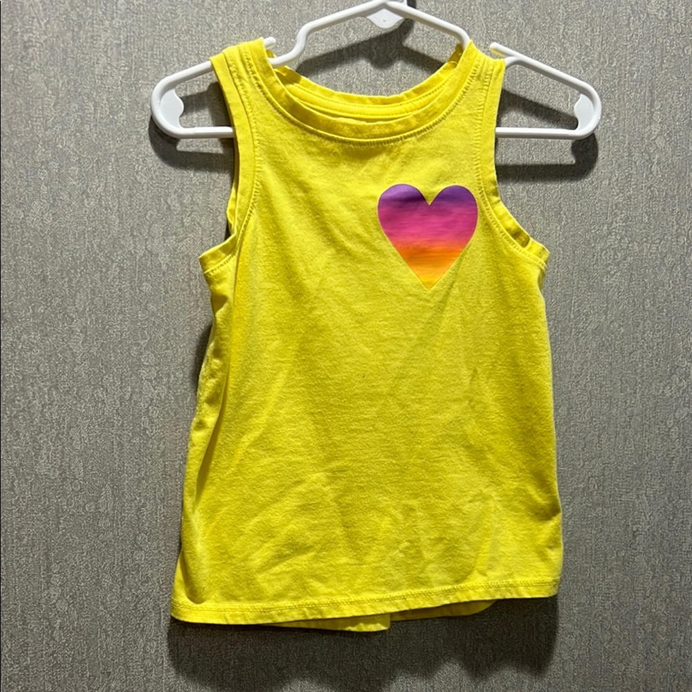 Vibrant Yellow Tank Top with Heart Design and Lightweight Fabric